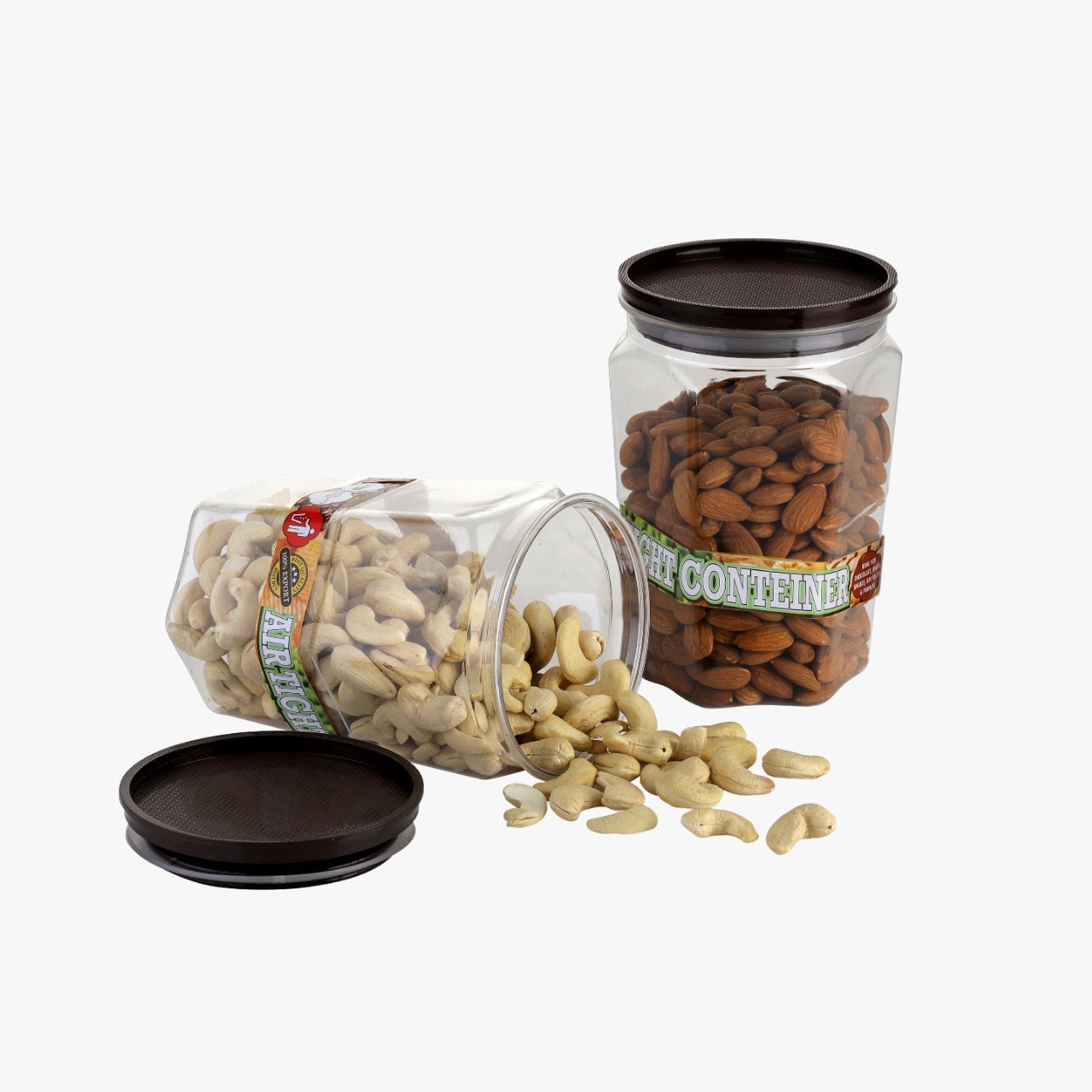 Round airtight jars for food storage. Round airtight jars for food storage.